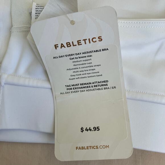 Fabletics Sz S All Day Every Day Adjustable Bra Sports Bra in White NWT - Picture 6 of 16